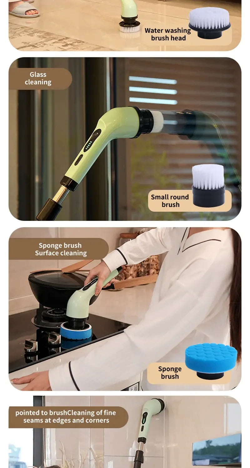 Cordless Spin Scrubber Electric Multipurpose Cleaning Brush for Kitchen Bathroom Toilet - Household Hair Brushes And Mops